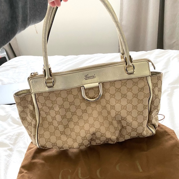 Gucci GG Monogram D Ring Abbey Hobo Shoulder Bag